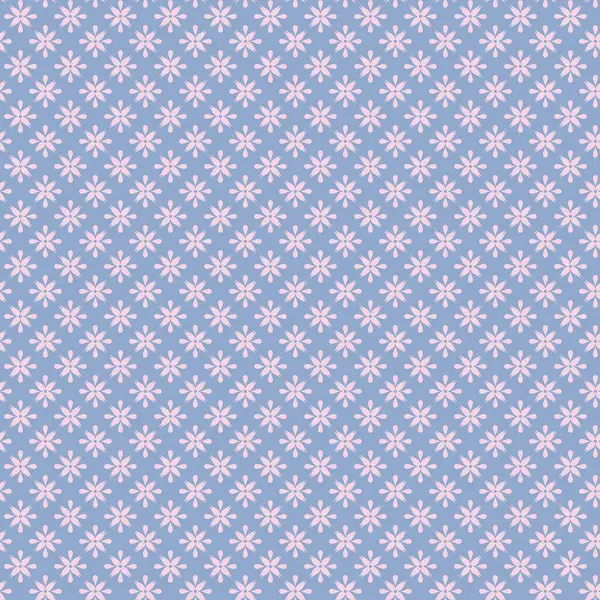 This is a repeating pattern featuring stylized flower shapes in soft pastel pink set against a calming light blue background perfect for various design applications