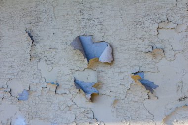 Eski Çürümüş Beton Duvardaki Mavi Boya Hasarlı Yüzey Dokusunu Ortaya Çıkartıyor