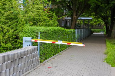 Huzurlu Bahçe Yolu Manikürlü Yeşil Çitlerin içinden Şehir Parkı 'ndaki Doğal Ahşap Kapılı