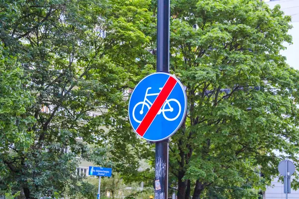 Şehir Parkı Ayarlarında Yeşil Yapraklar Karşısında Bisiklet Trafik İşareti Yok