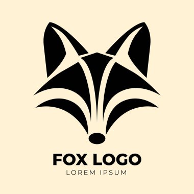 Fox Head logo minimalist şablonu soyut geometrik çizgi sanat simgesi logogram kavramı