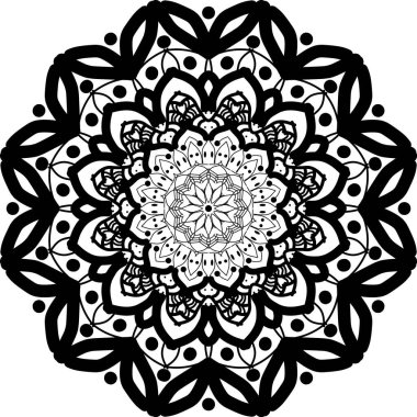 Mandala Mandala Şekil çizimine sahip basit bir vektör. Mandala şeklinde dairesel desen, dövme, dekorasyon. Etnik doğu tarzında dekoratif süs.