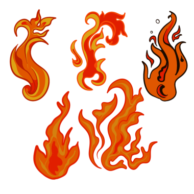 Yanan ateş elementleri dizisi