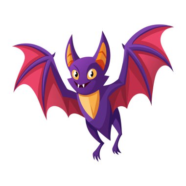 Dinamik renkli yarasa çizgi film vektörünün 3d görüntülenmesi