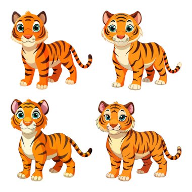 Güzel Kaplan karikatür vektör biçimi Vol-1 kümesi