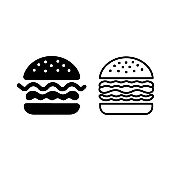 Hamburger ikonu seti, Cheese Burger. Vektör İllüstrasyonu.