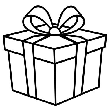 Zarif Siyah ve Beyaz Hediye Kutusu İllüstrasyonu