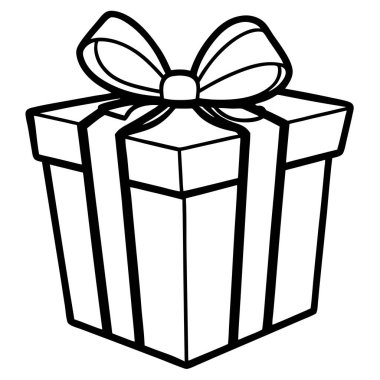 Zarif Siyah ve Beyaz Hediye Kutusu İllüstrasyonu