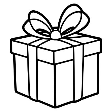 Zarif Siyah ve Beyaz Hediye Kutusu İllüstrasyonu