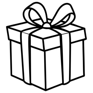 Zarif Siyah ve Beyaz Hediye Kutusu İllüstrasyonu