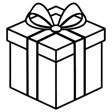 Zarif Siyah ve Beyaz Hediye Kutusu İllüstrasyonu