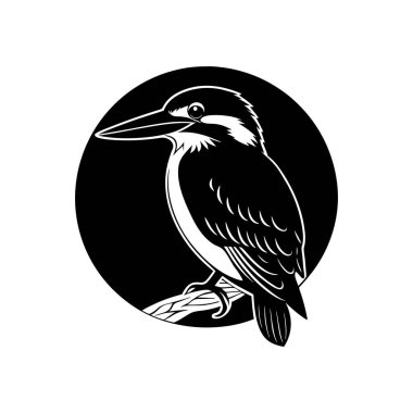 Bir dalda siyah bir kuş, tüyleri, gagası ve kanatları olan, basit ve temiz bir tasarım sanatında vahşi hayatı gözler önüne seren bir vektör stiliyle resmedilmiş..