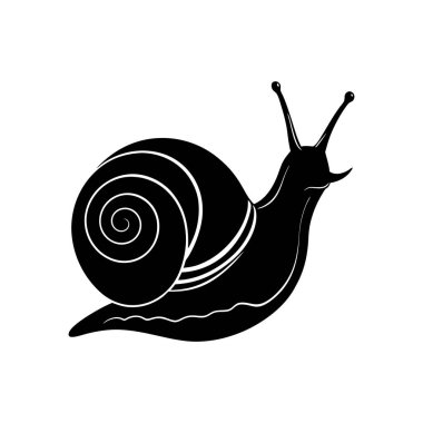 Beyaz arka planda spiral kabuklu çizgi film salyangozu tasarımı.