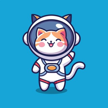 Cat Astronout 'un komik vektör çizimi