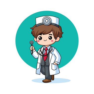Steteskoplu ve konuşma balonlu bir doktor. Mutlu Doktor Günleri..