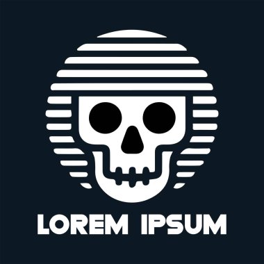 Kafatası logosu. Düz bir biçimde kafatasının vektör illüstrasyonu.