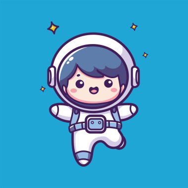 Astronout 'un Komik Vektör Çizimi