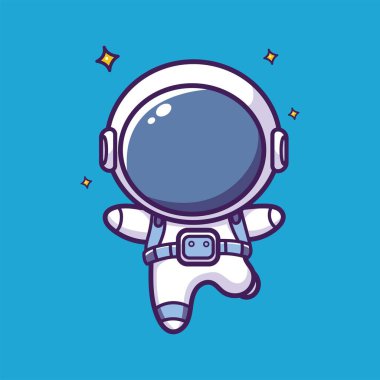 Astronout 'un Komik Vektör Çizimi