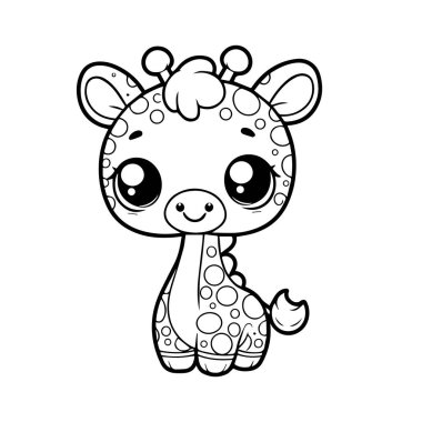 Renklendirme için zürafaların şirin vektör çizimi