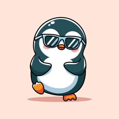 Tatlı çizgi film pinguin dansı. ilustratin vektörü şirin