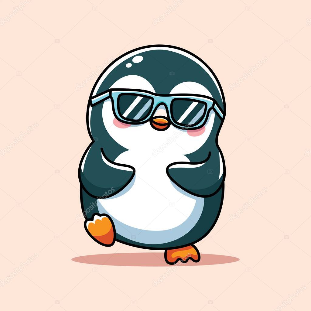 Cute cartoon pinguin dance . ilustratin vector cute