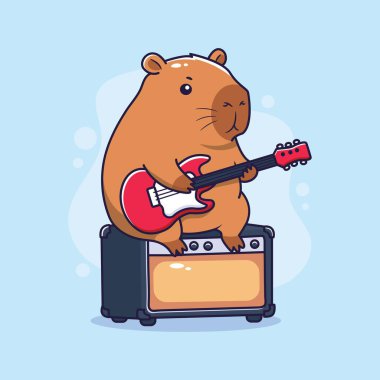 Capybara Elektro Gitar Çalıyor. vektör ilülasyonu
