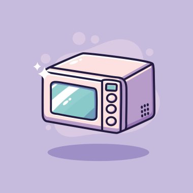 Mikrodalga ikonu. Mutfak aletleri. Çizgi film tarzında vektör illüstrasyonu