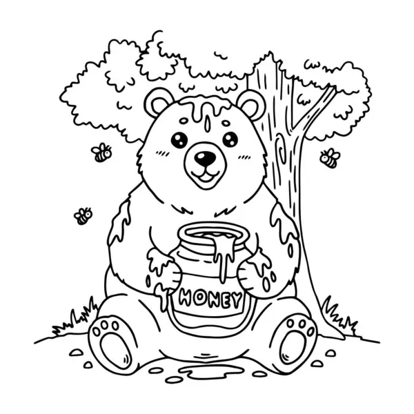 Çocuklar için boyama kitabı: bir kavanoz bal ile ayı.