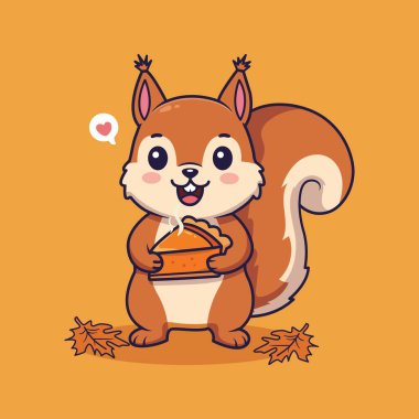 Balkabaklı şirin sincap Şükran Günü Şöleni İllüstrasyonu