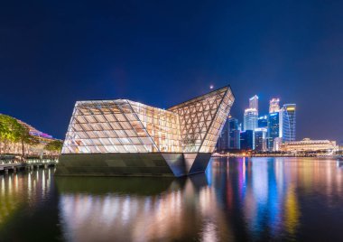 Marina Bay city scape, Singapur gece atış
