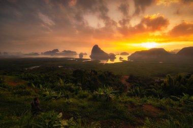 Güzel manzara Samed Nang Chee bakış açısı, Phang Nga, Tayland Phang Nga Körfezi