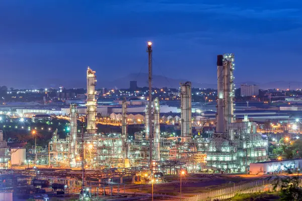 Soyut Bokeh petrol rafinerisi Bangkok, Tayland