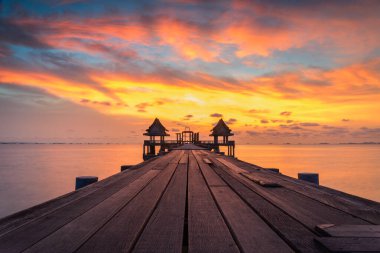 Bağlantı noktası ve günbatımı ormanlık Köprüsü