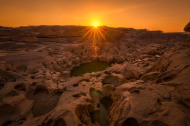 Sampanbok Ubon Ratchathani Grand Canyon in Thailand, 3000 Boke nature of rock is unseen in Thailand landscape. clipart