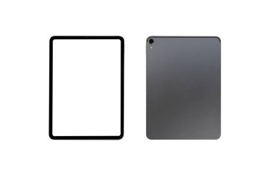ön ve arka tablet beyaz arkaplan üzerinde izole