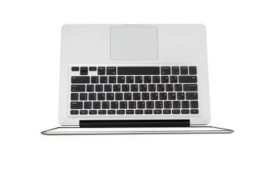 Top view of modern laptop isolated on white background. clipart