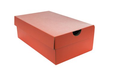 Turuncu renkli karton kutu beyaz bir arka plan üzerinde izole.