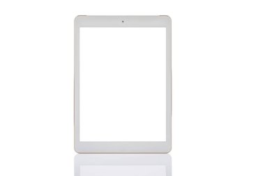 beyaz arkaplanda boş dokunmatik ekran izole edilmiş tablet beyaz rengi.