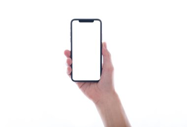 Telefonu kapat, beyaz, akıllı telefon beyaz renkli beyaz ekranda izole et.