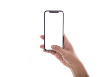 Telefonu kapat, beyaz, akıllı telefon beyaz renkli beyaz ekranda izole et.