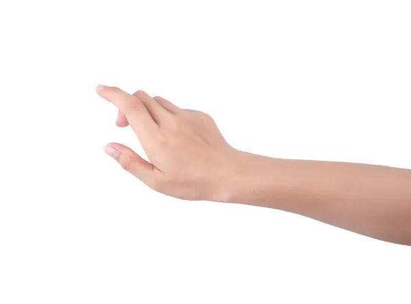 Kadına el dokunmak ekran göl kenarında üzerinde beyaz arka planı