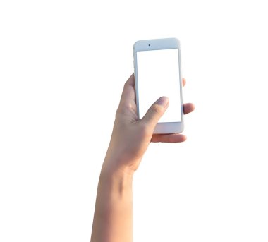 Telefonu kapat, beyaz, akıllı telefon beyaz renkli beyaz ekranda izole et.