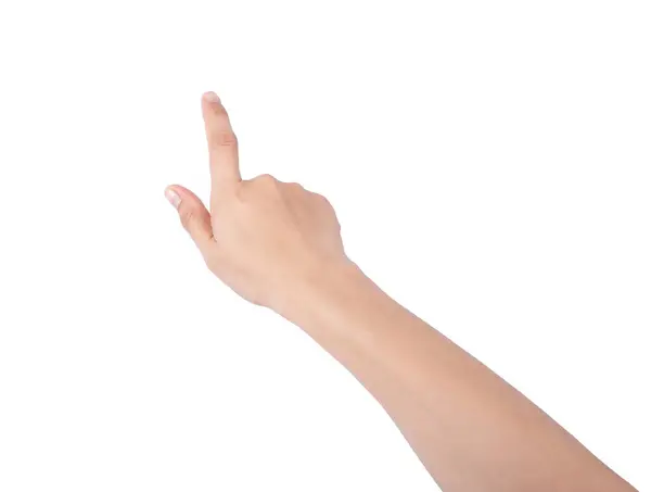 Kadına el dokunmak ekran göl kenarında üzerinde beyaz arka planı