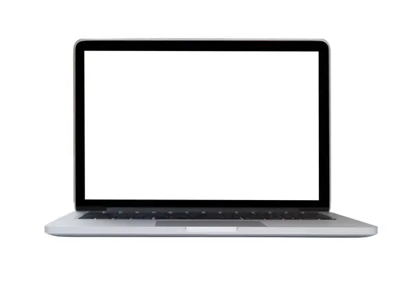 Beyaz arkaplanda boş alanı olan izole edilmiş dizüstü bilgisayar