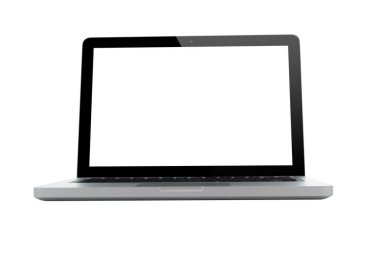 boş ekranlı dizüstü bilgisayar beyaz ekranda izole edildi