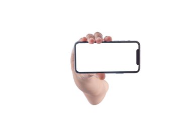 Telefonu kapat, beyaz, akıllı telefon beyaz renkli beyaz ekranda izole et.