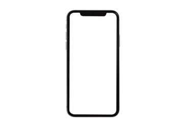 Yeni smartphone ile boş ekran siyah arka plan üzerine izole. Düz yatıyordu, en iyi görünümü.