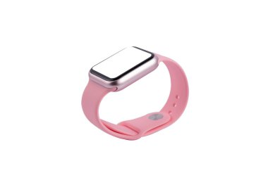 beyaz arkaplanda pembe akıllı saat