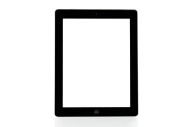 tablet computer isolated on black background