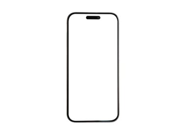 Siyah çantalı ve beyaz arkaplanlı bir telefon. Telefon boş ve uygulamaları ya da simgeleri yok